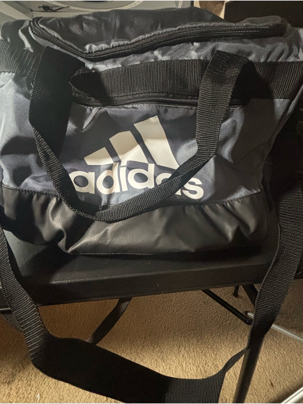 adidas Black and Dark Gray Duffel Bag with Logo